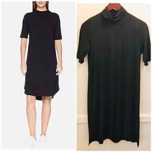 NWT Eileen Fisher Drape Neck Dress Small Petite black knee length